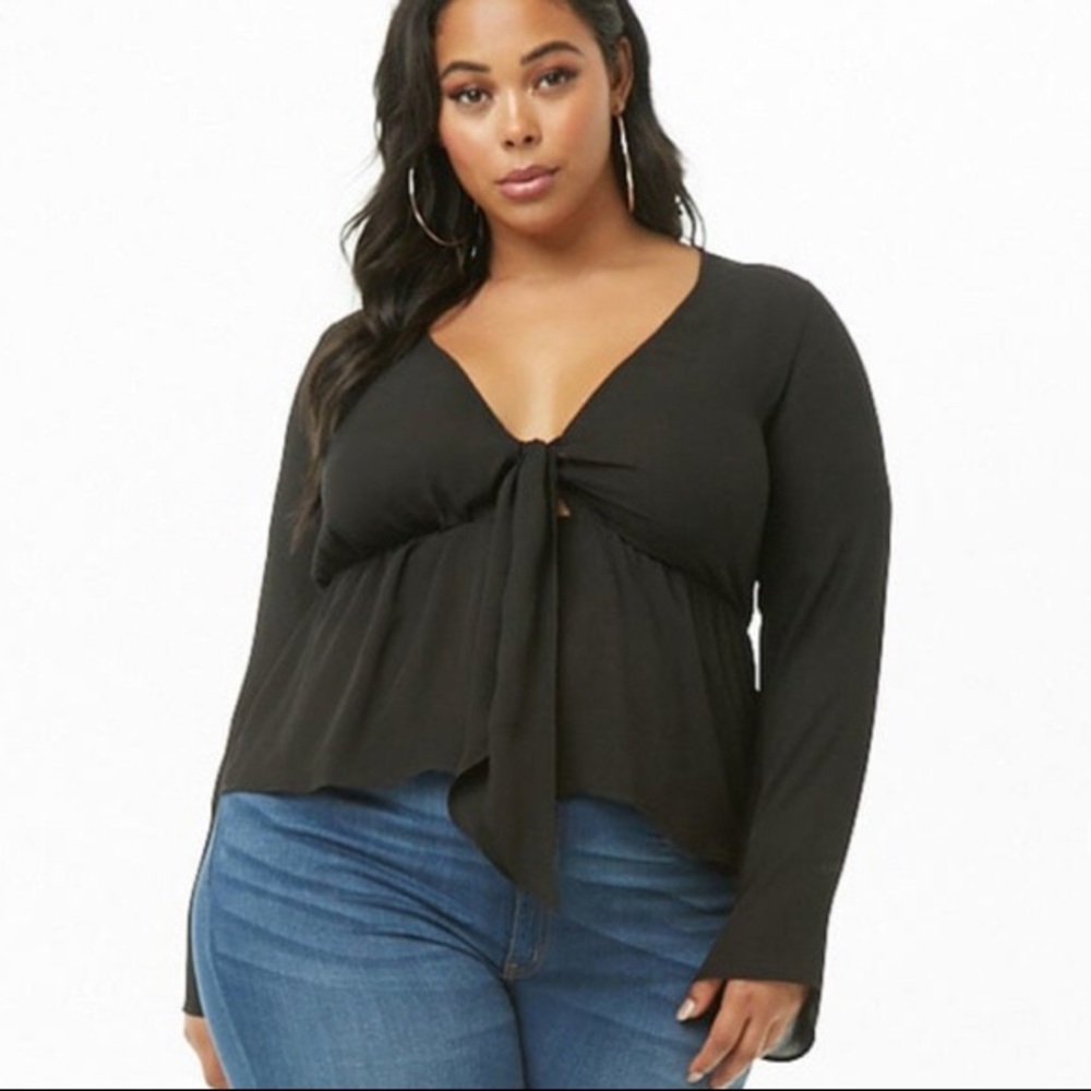 Forever 21 Chiffon Tie Front Top